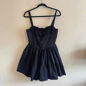 ZARA Voluminous Skirt Mini Dress in Black Retro with Pockets Womens Size Large